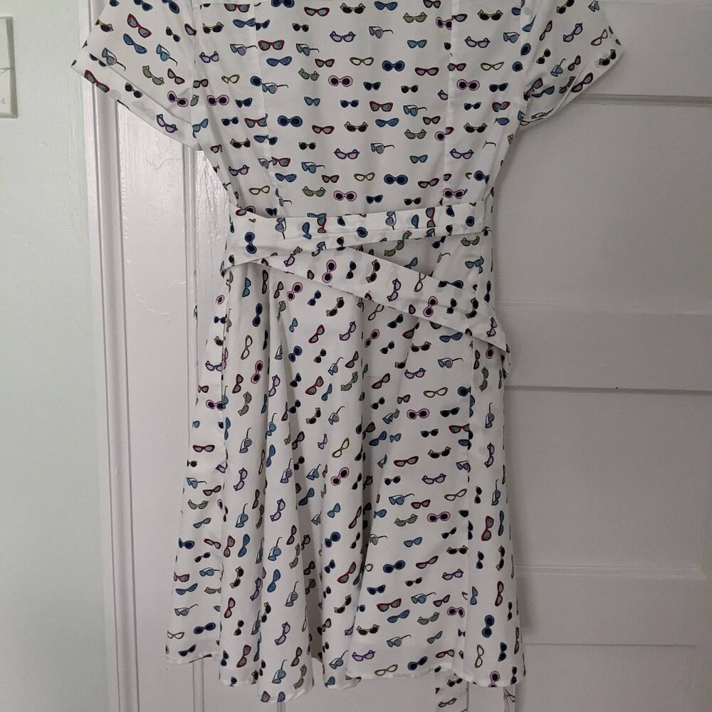 Boden Retro Sunglass Print Lara Wrap Dress Size US10P UK14P Used - Picture 6 of 9